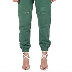MY MUM MADE IT Green Zipper Knee Cargo Embroidered Sweatpants Size XL